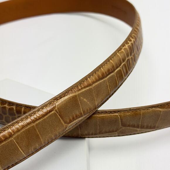 LAUREN RALPH LAUREN Women’s Belt Italian Brown Leather Croc Embossed Size L main image 8
